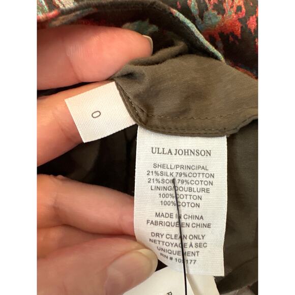 Ulla Johnson Sarafina Silk Blend Floral Print Ruffle Mini Dress in Fern Size 0 - Picture 9 of 9